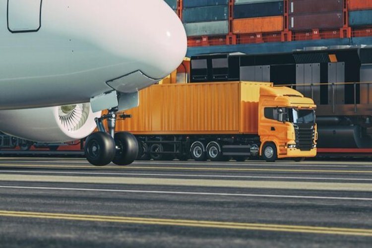 logistics plane and truck image